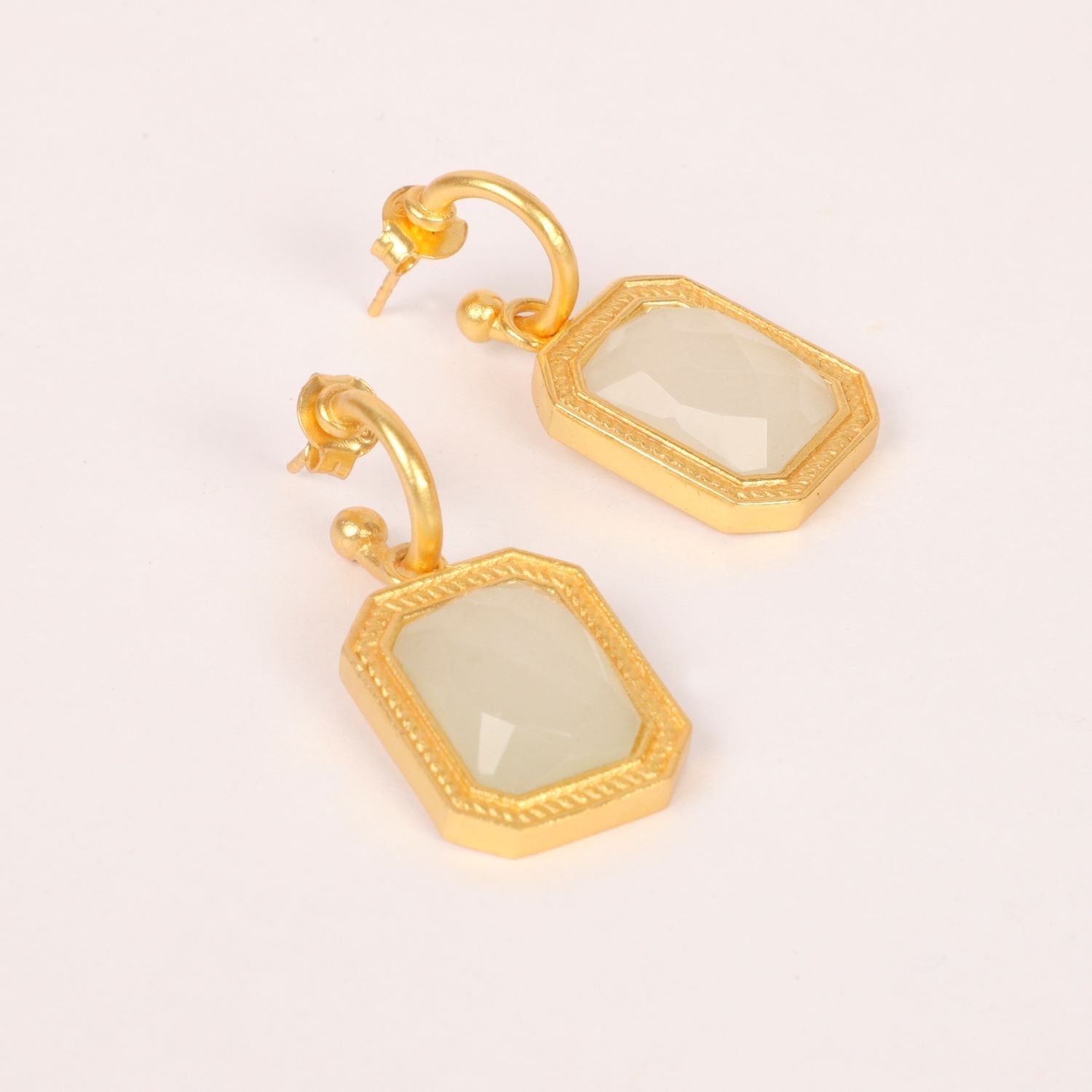 Rectangular Sparkling White Crystal Hoops