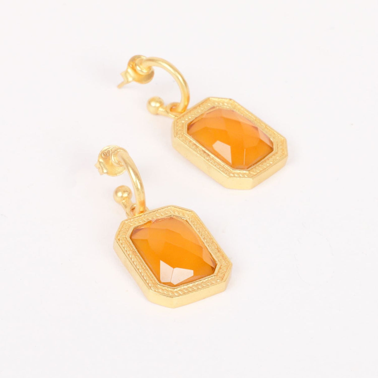 Rectangular Citrine Crystal Hoops