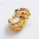 Mila Chunky Illusion Hoop Earrings Flamingo & Gold