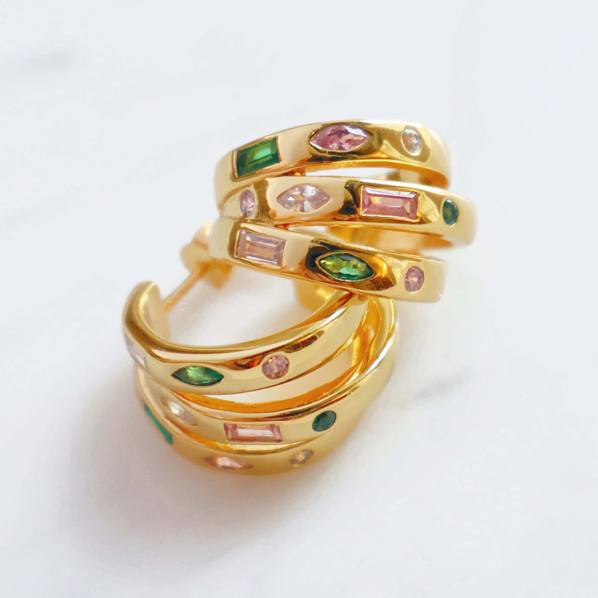 Mila Chunky Illusion Hoop Earrings Flamingo & Gold