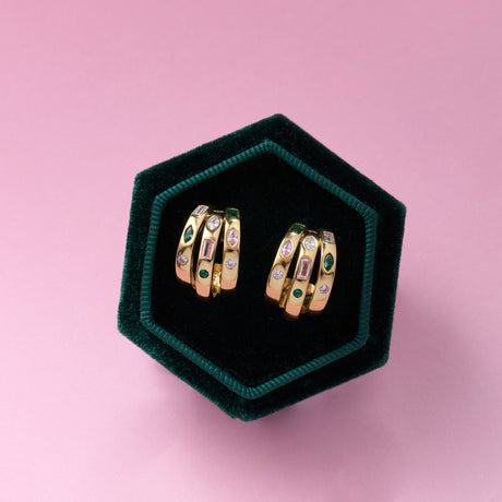 Mila Chunky Illusion Hoop Earrings Flamingo & Gold