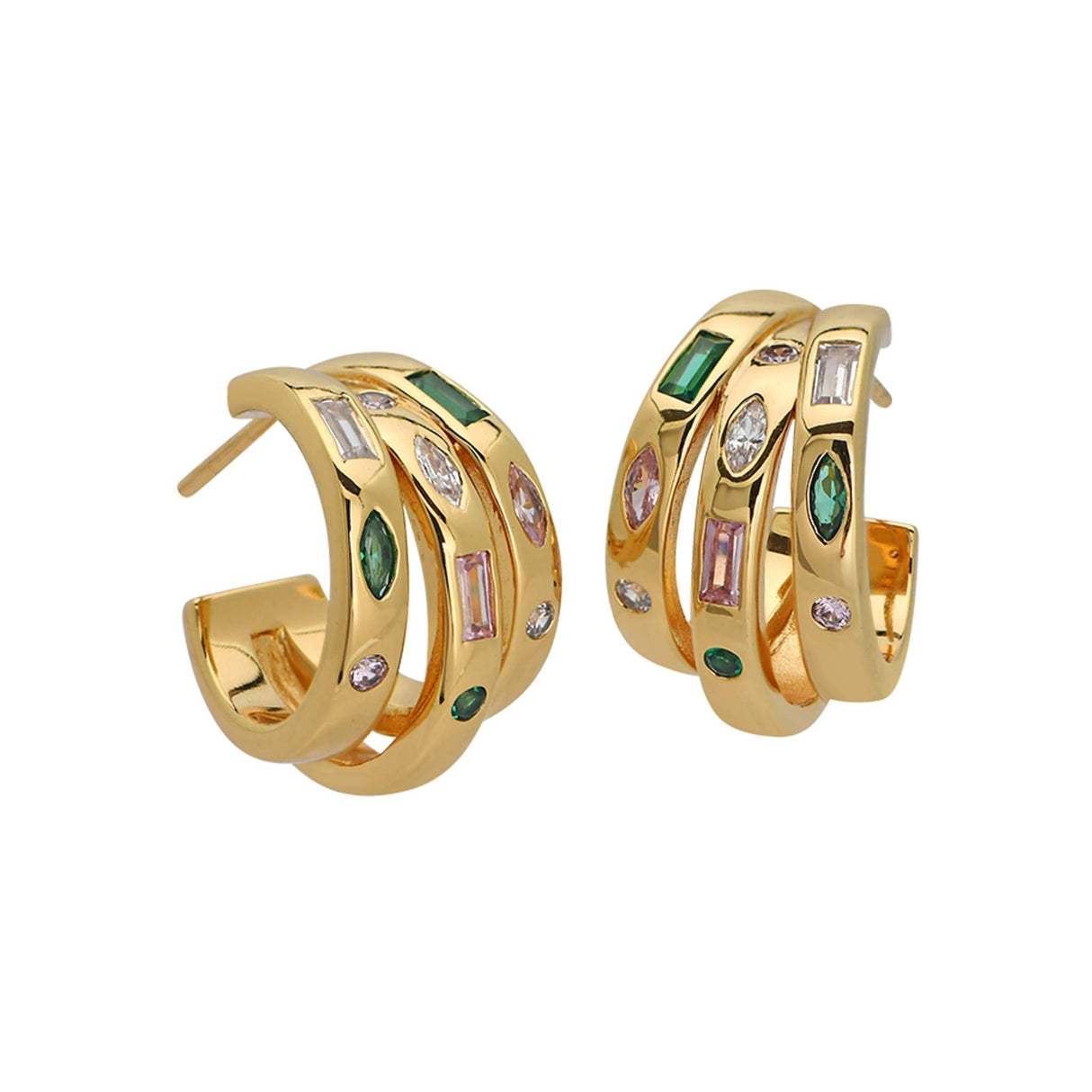 Mila Chunky Illusion Hoop Earrings Flamingo & Gold