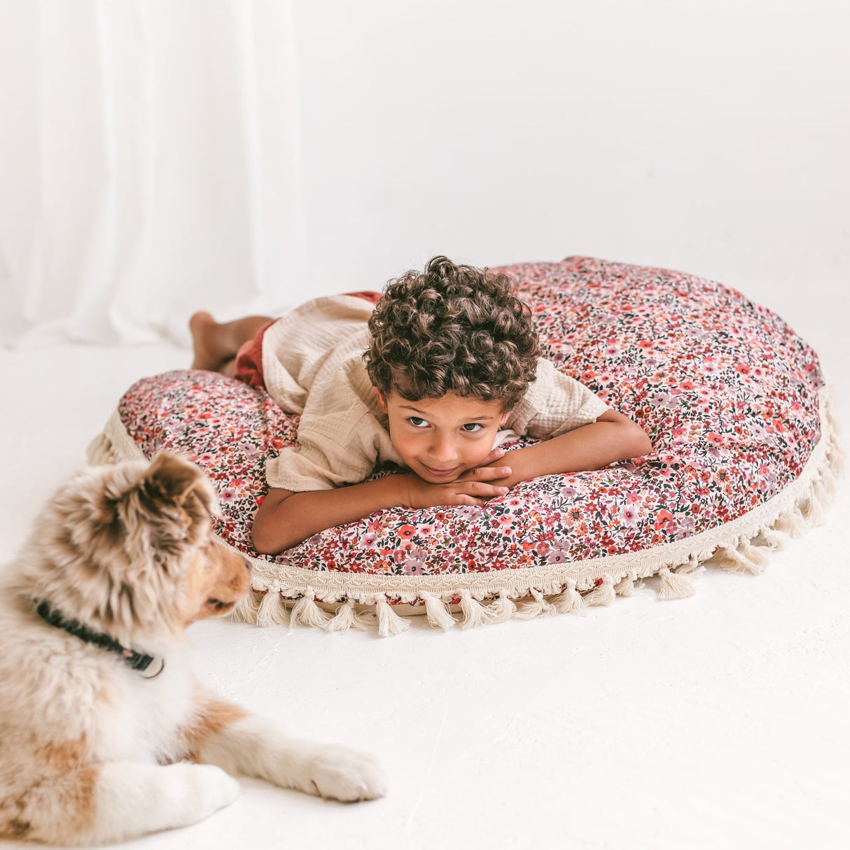 MINICAMP Big Floor Cushion in Rose Flower Pattern