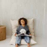 MINICAMP Tufted Canvas Floor Cushion, French Style Pillow in Natural Ecru