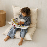 MINICAMP Tufted Canvas Floor Cushion, French Style Pillow in Natural Ecru