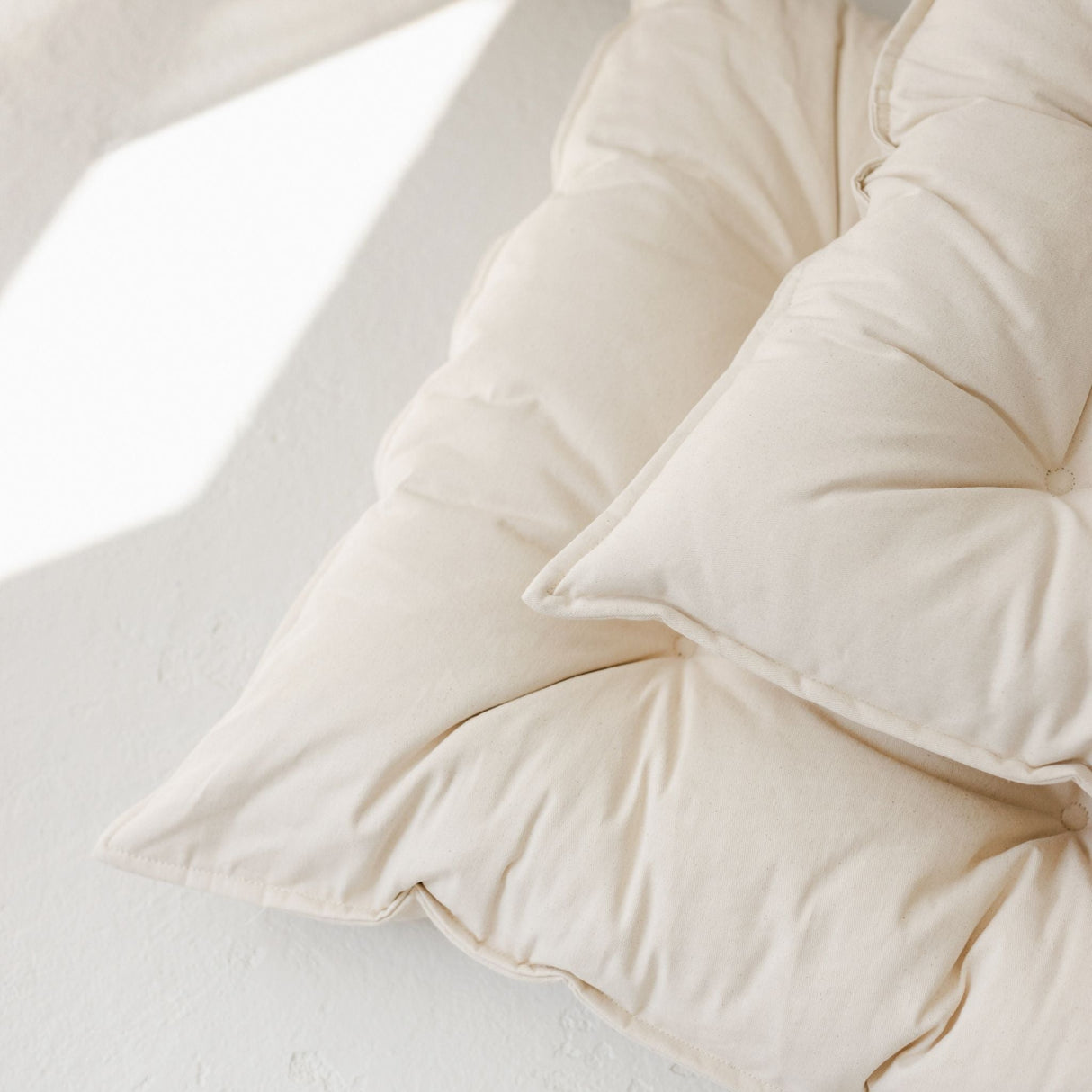 MINICAMP Tufted Canvas Floor Cushion, French Style Pillow in Natural Ecru