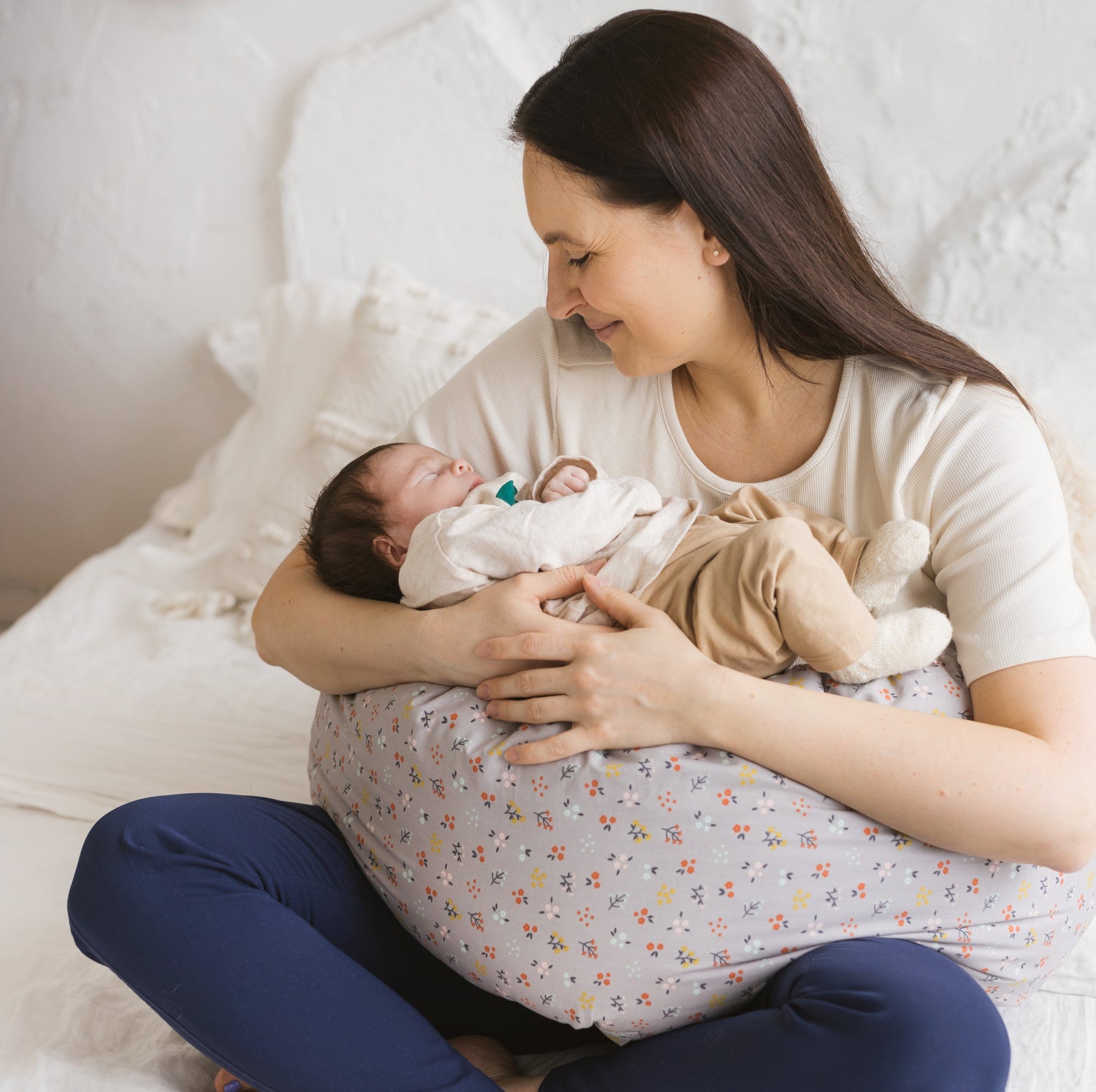 MINICAMP C-Shape Nursing & Pregnancy Pillow with Organic Grey Cover | Kapok or PES Filling