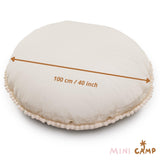 MINICAMP Large Floor Cushion With Pom Poms in Ecru