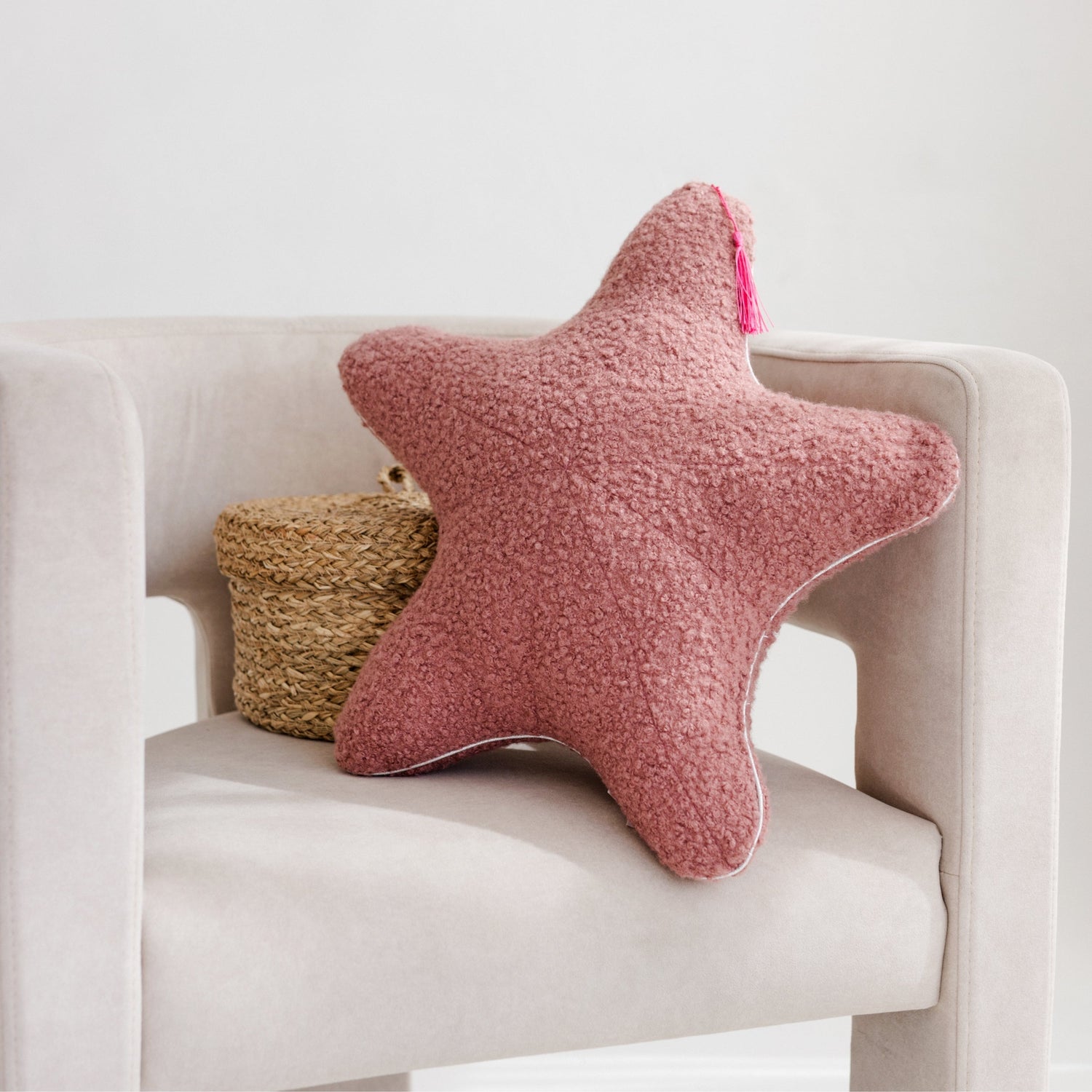 MINICAMP Rose Boucle Starfish Cushion with Chic Metallic Trim