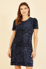 Yumi Navy Sequin Tunic Dress