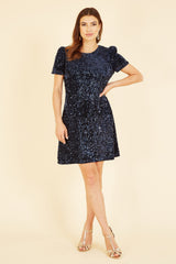 Yumi Navy Sequin Tunic Dress