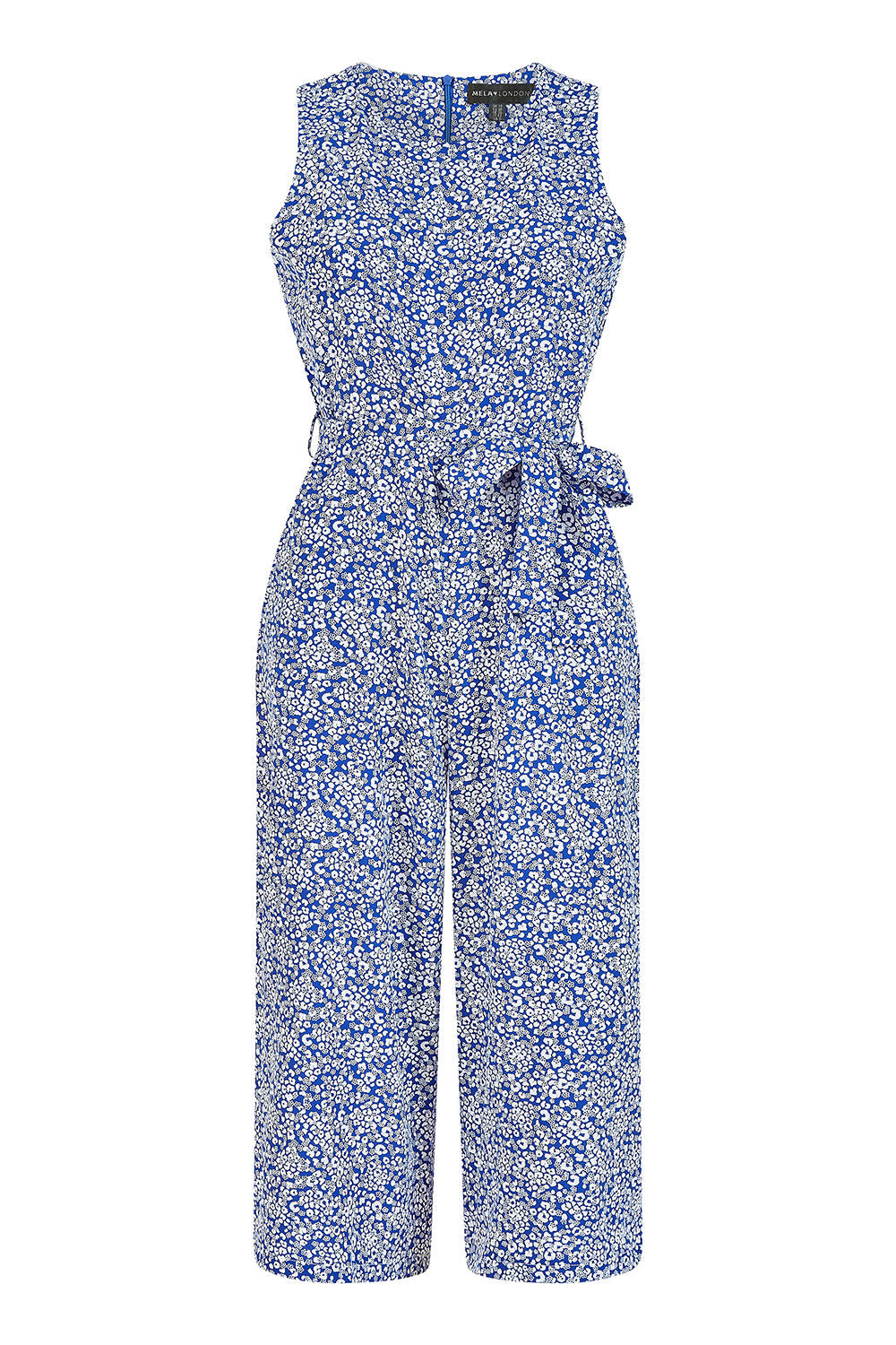 Mela Blue Ditsy Floral Print Culotte Jumpsuit