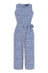 Mela Blue Ditsy Floral Print Culotte Jumpsuit