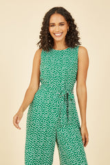 Yumi Green Ditsy Daisy Sleeveless Culotte Jumpsuit