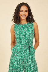 Yumi Green Ditsy Daisy Sleeveless Culotte Jumpsuit