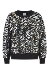 Mela Black All Over Sequin Relaxed Fit Jumper