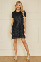 Yumi Black Dripping Sequin Tunic Dress
