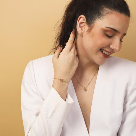 Peach Moonstone Jewellery Set "Stellar Elegance"