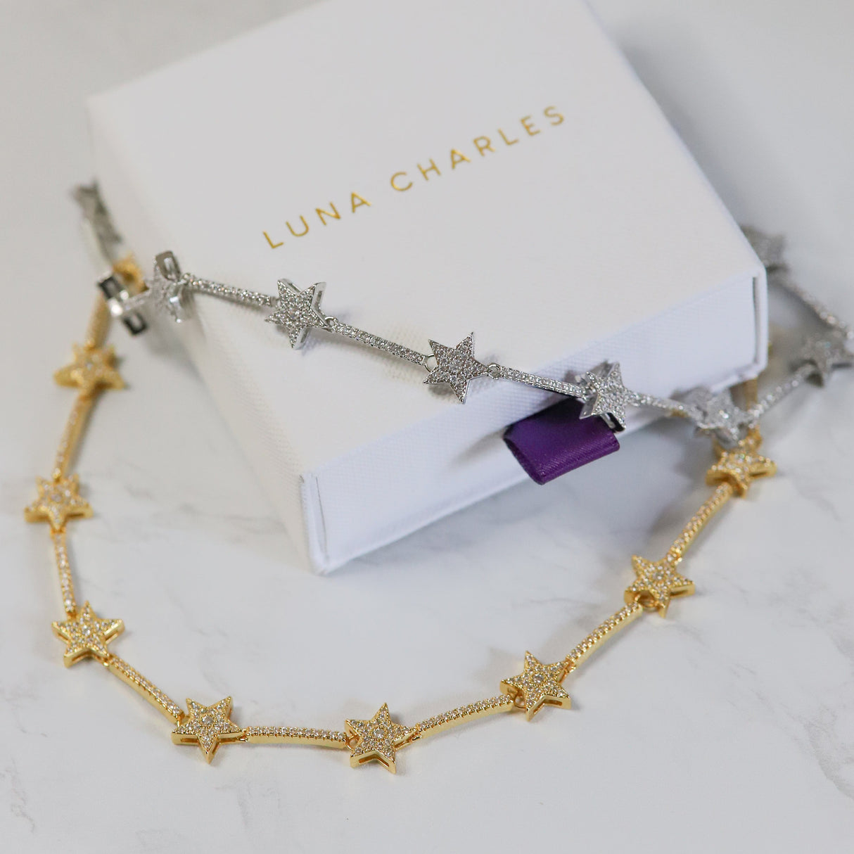 Margot Sparkling Star Choker | Silver Plated