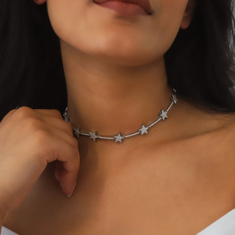 Margot Sparkling Star Choker | Silver Plated