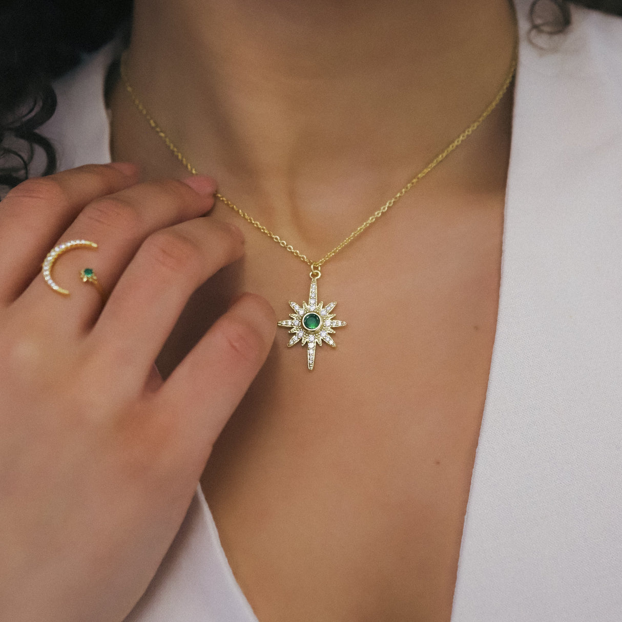 Heidi North Star Birthstone Necklace | 18K Gold Plated