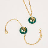 Melange Green Onyx Necklace Bracelet Combo