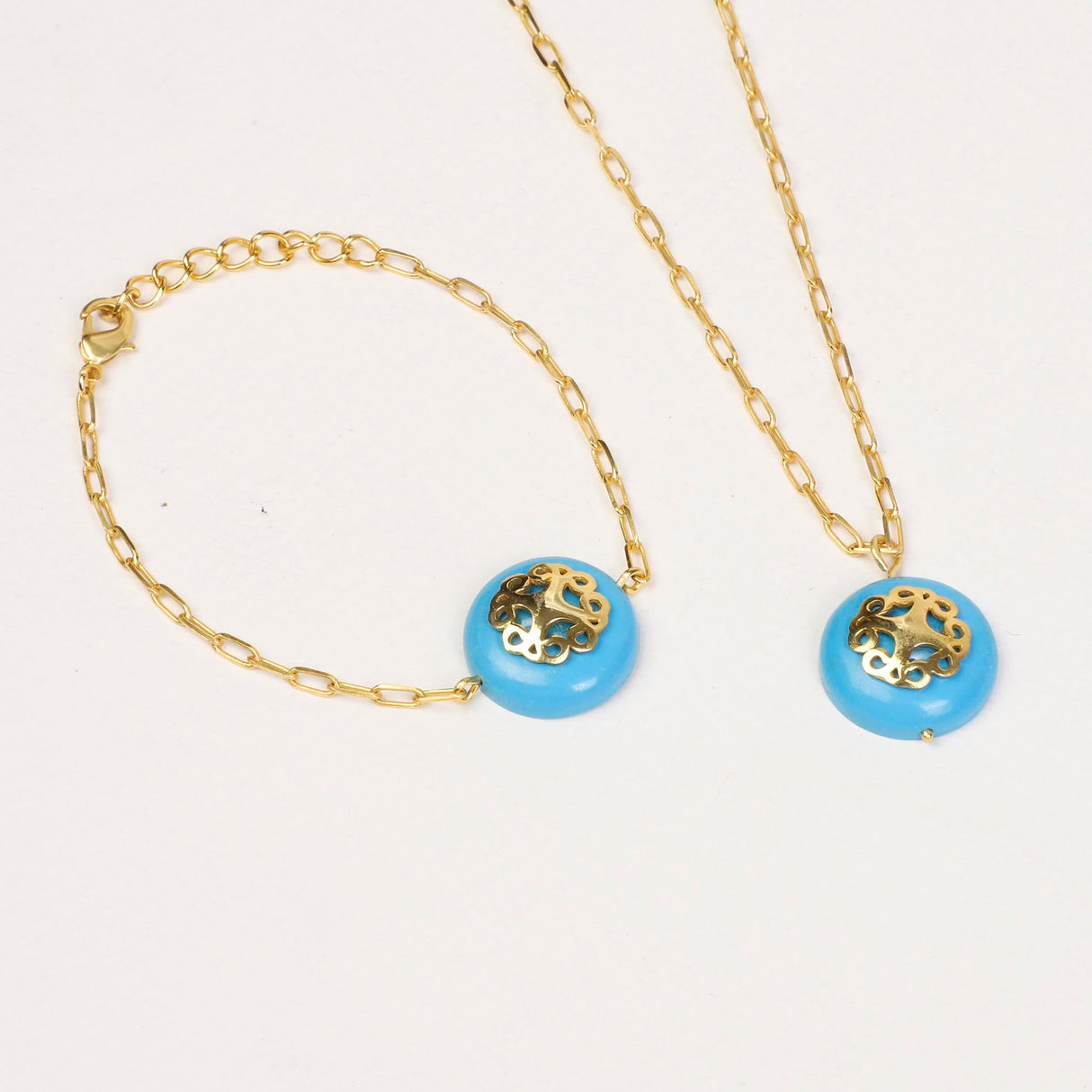 Melange Turquoise Necklace Bracelet Combo
