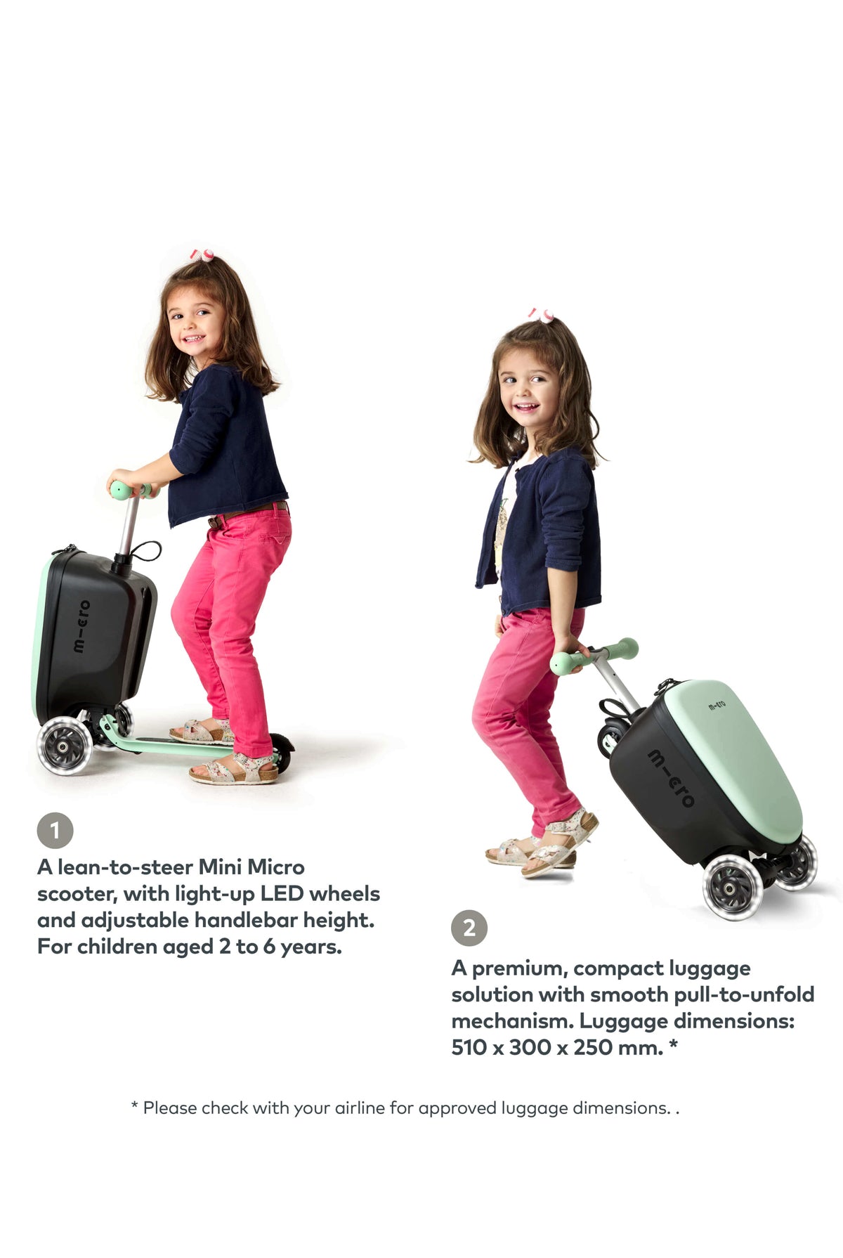 Suitcase & Light up Wheels: Mint