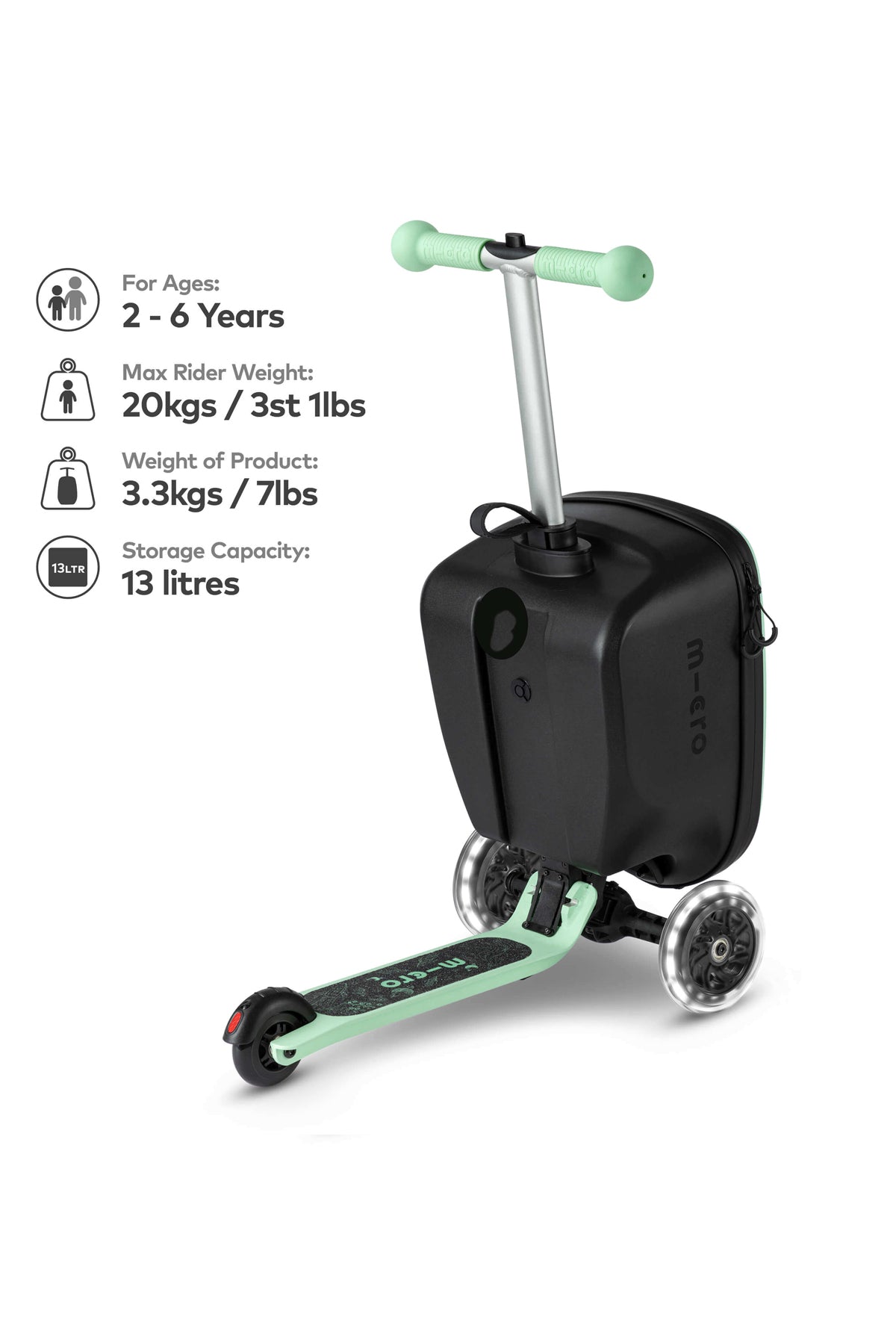 Suitcase & Light up Wheels: Mint