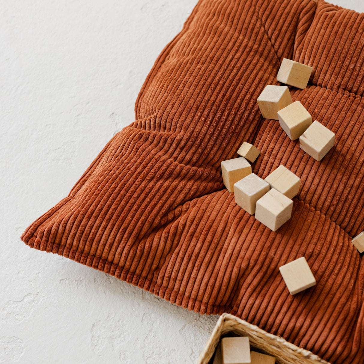 MINICAMP Tufted Corduroy Floor Cushion, French Style Pillow in Terracotta