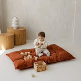 MINICAMP Tufted Corduroy Floor Cushion, French Style Pillow in Terracotta