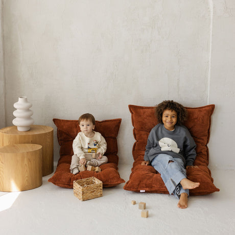 MINICAMP Tufted Corduroy Floor Cushion, French Style Pillow in Terracotta