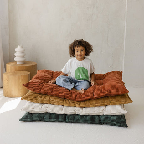 MINICAMP Tufted Corduroy Floor Cushion, French Style Pillow in Terracotta