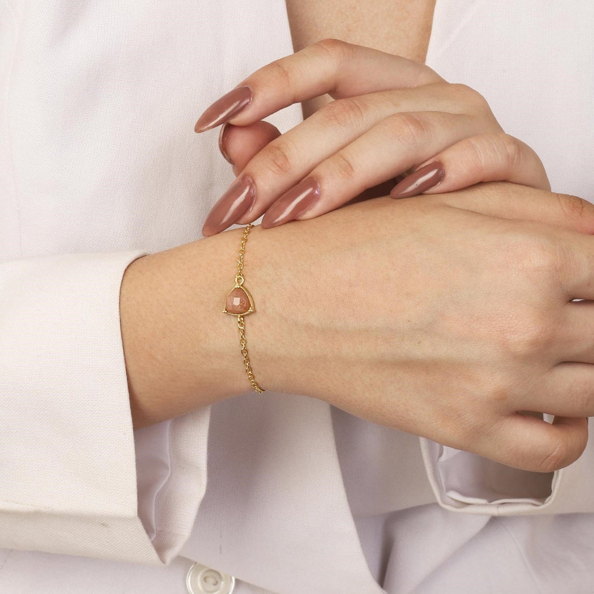 Peach Moonstone Jewellery Set "Stellar Elegance"