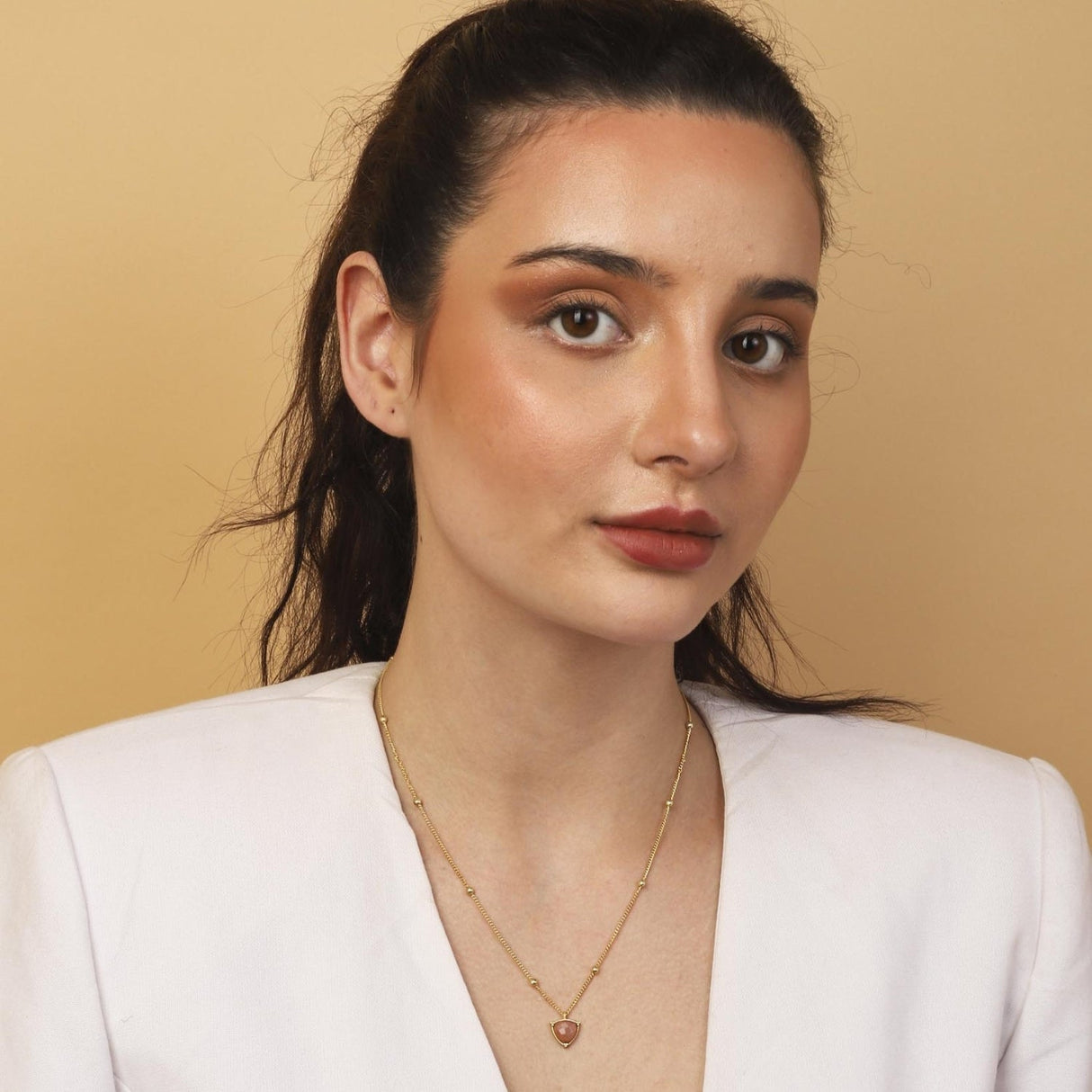 Peach Moonstone Jewellery Set "Stellar Elegance"