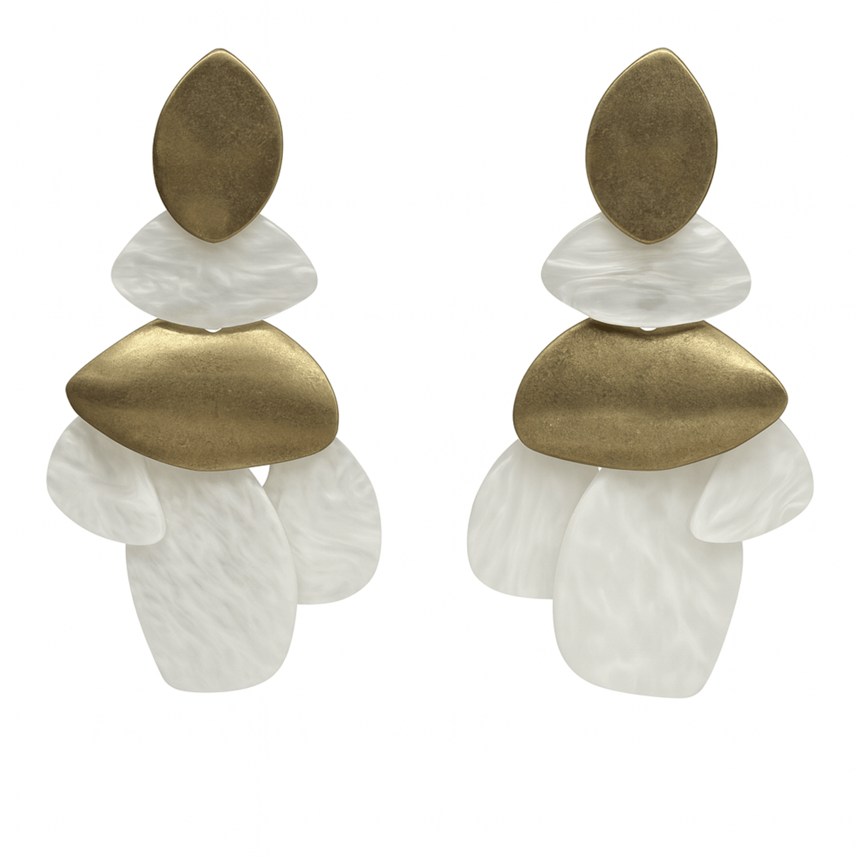 Danielle Mother of Pearl Resin & Worn Gold Pierced Earrings