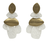 Danielle Mother of Pearl Resin & Worn Gold Pierced Earrings