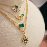 Lola Emerald Cut Necklace, Emerald Green & Gold