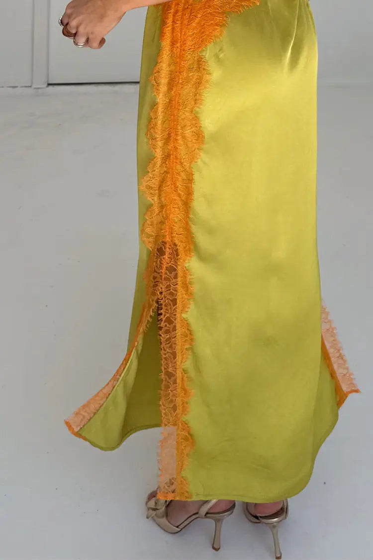 Never Fully Dressed Olive and Orange Lace Clio Dress