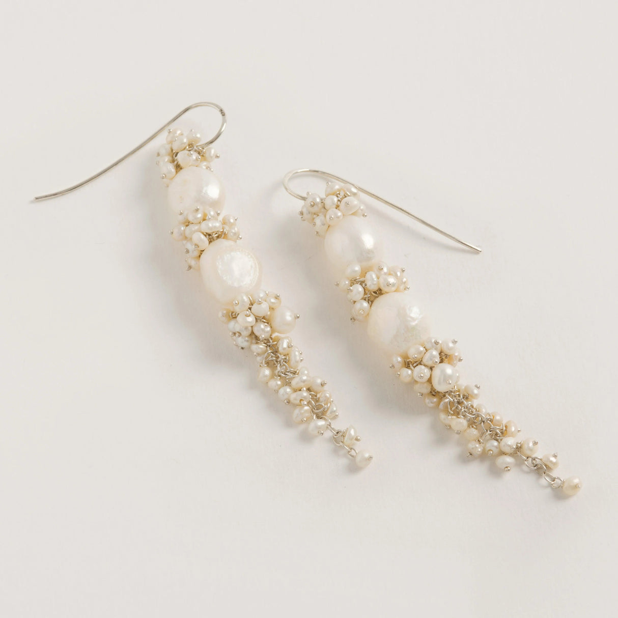 Silver Baroque Pearl Long Drops