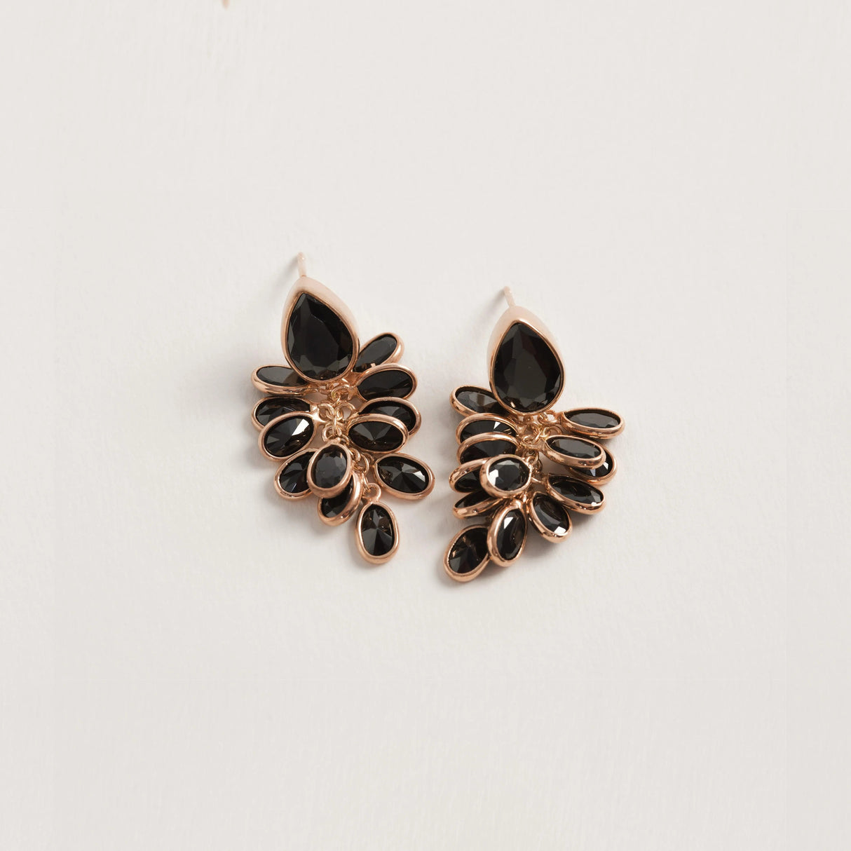 Petite Black and Rose Gold Crystal Drops