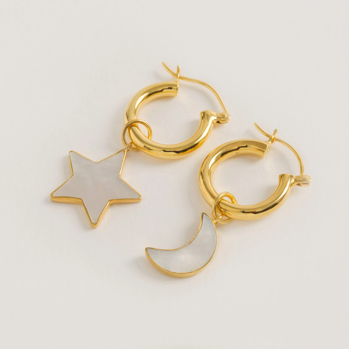 Gold Mini Hoops With Star and Moon