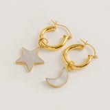 Gold Mini Hoops With Star and Moon