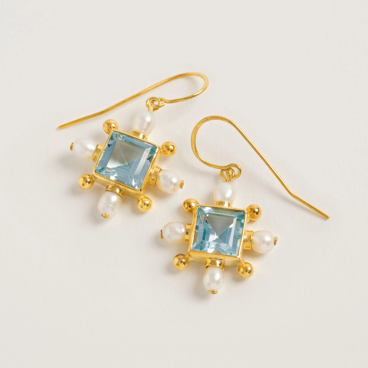 Blue Topaz Cross Earrings