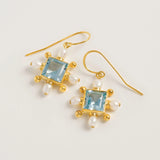 Blue Topaz Cross Earrings