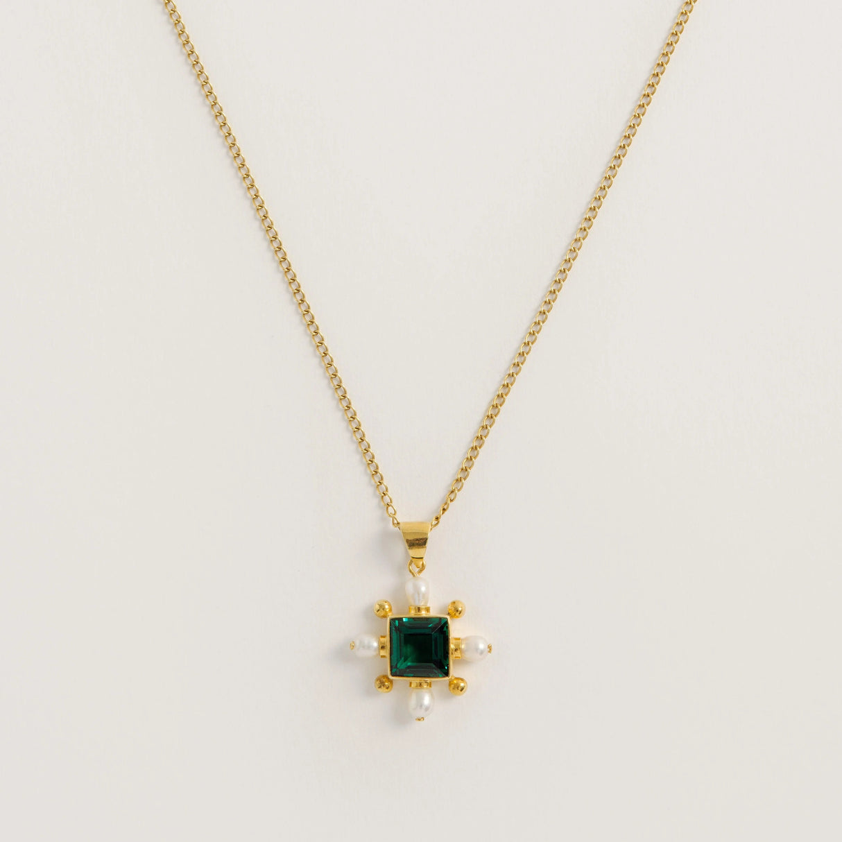 Green Quartz Cross Necklace
