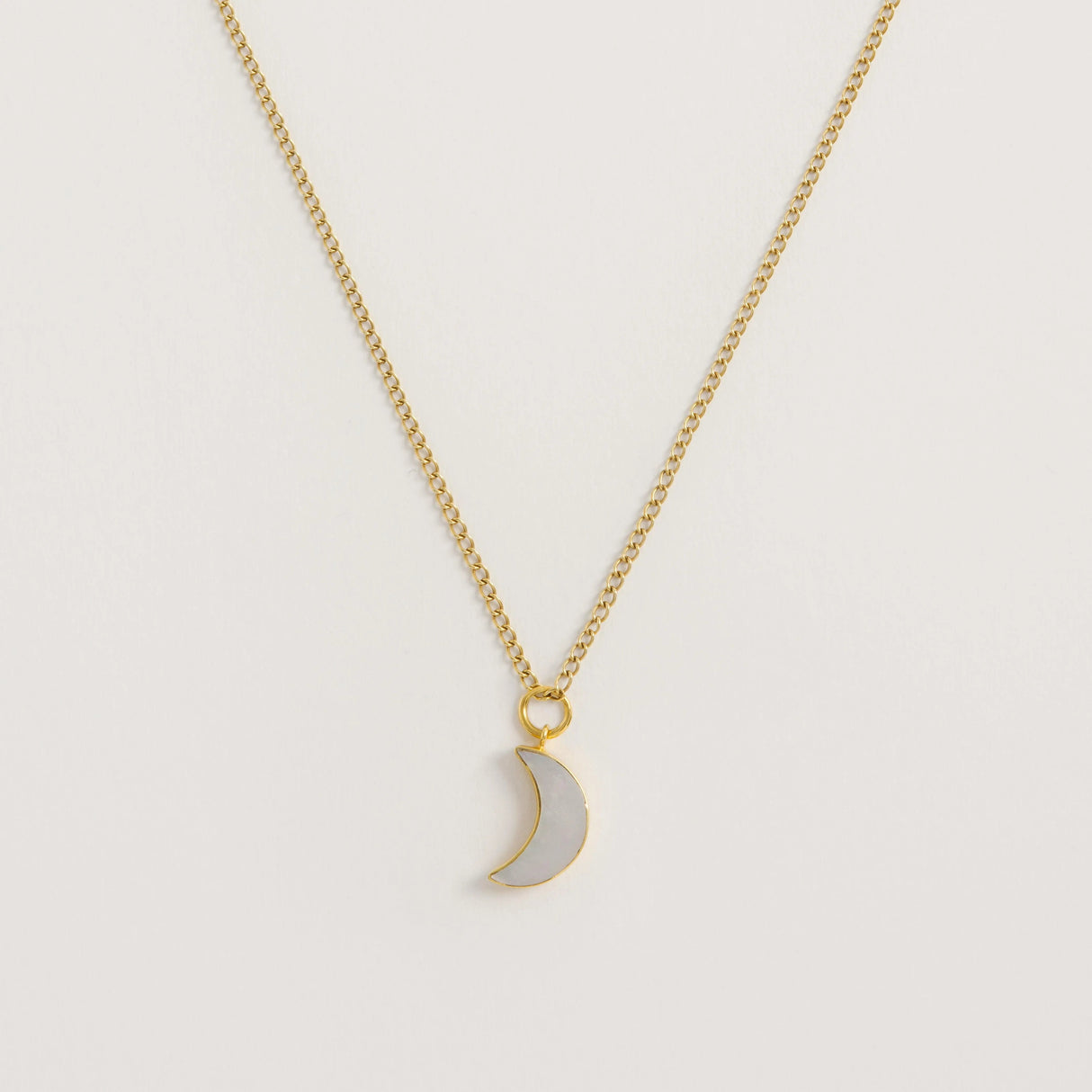 Mother of Pearl Moon Pendant on Gold Plated Necklace