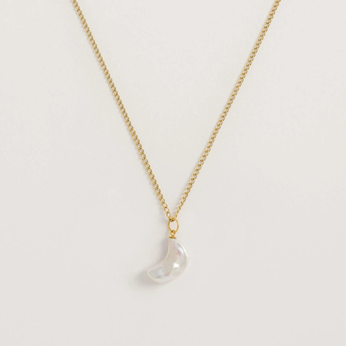 Moon Pearl Necklace Gold Plated