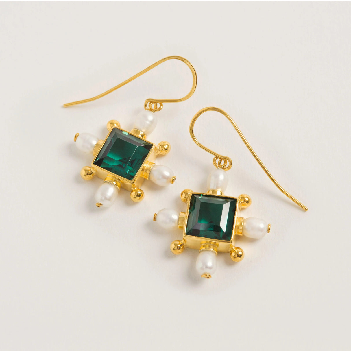 Green Quartz Cross Earrings