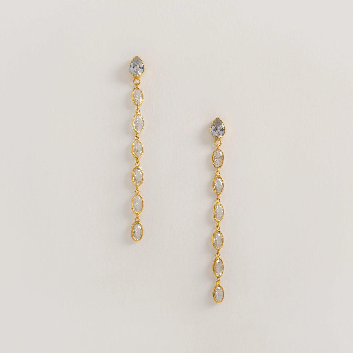Oval Crystal Framed Long Drops